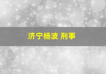 济宁杨波 刑事